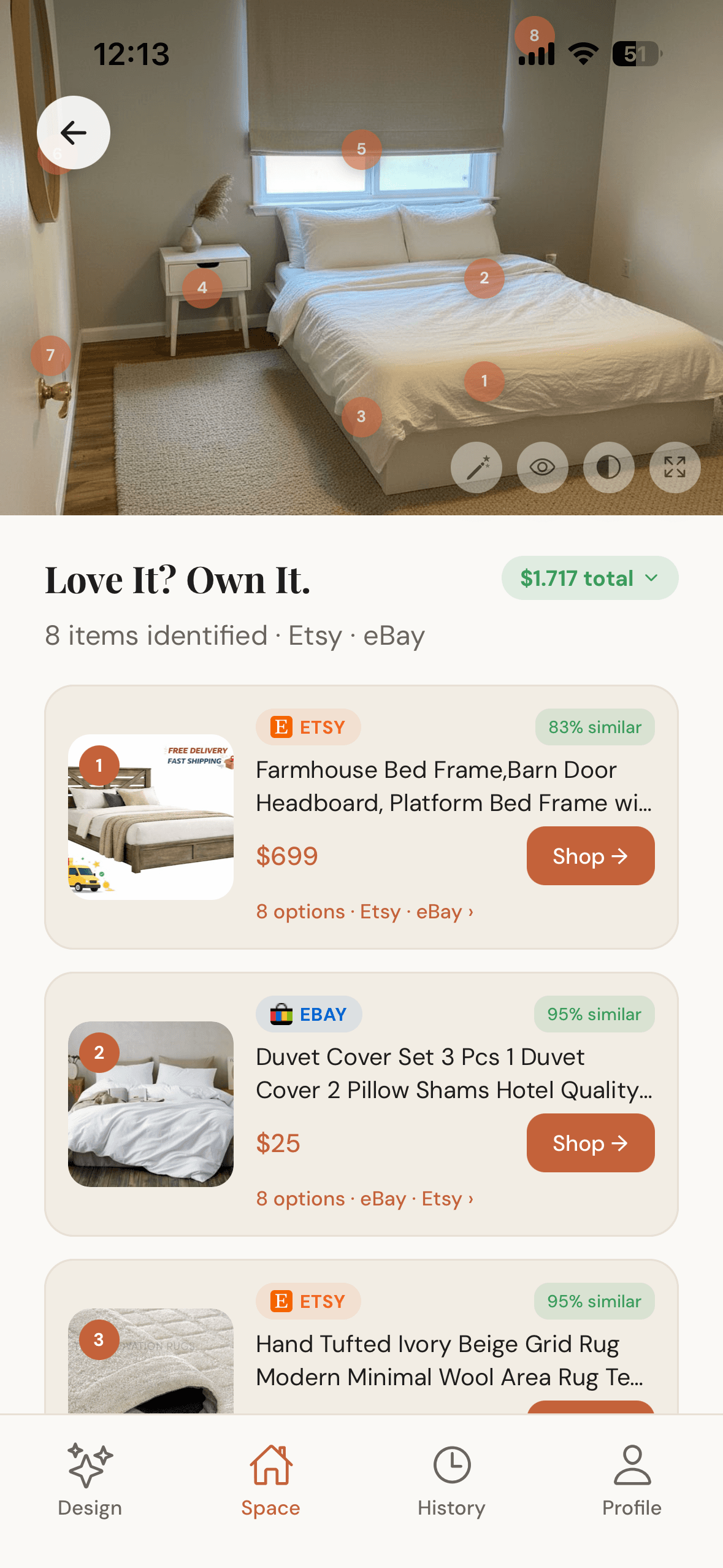 Numbered hotspots on redesign with product cards